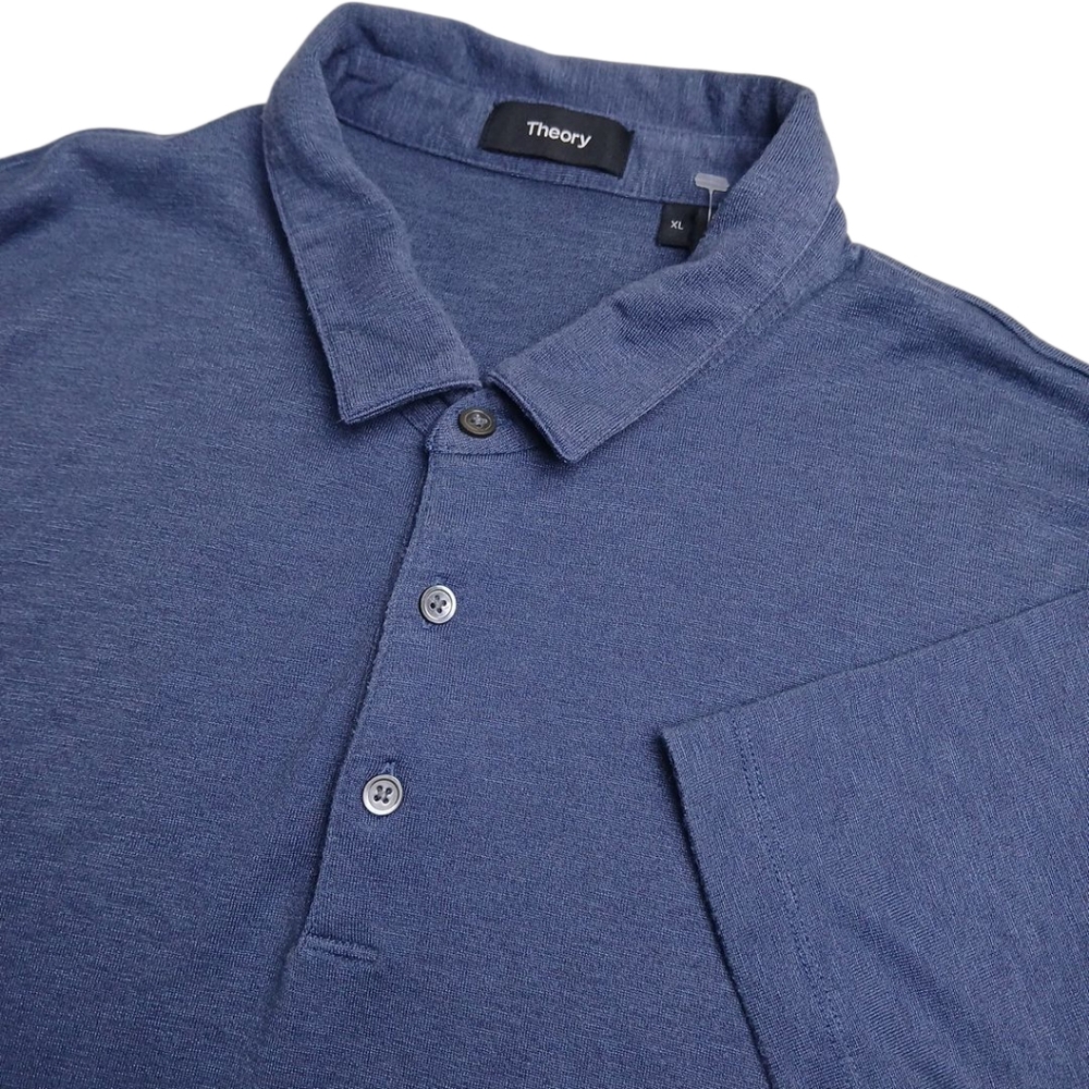 Theory Polo Shirt Size XL Blue Preppy Casual Golf Short Sleeve